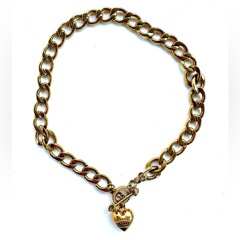 Juicy Couture Gold tone Chain Necklace with Heart Charm, 17”